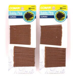 NEW Set 2 Conair Curved Bobby Pins 120 Pieces Total Brown Product #55603 NWT